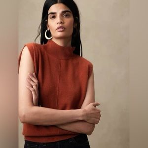 Banana Republic Franca Cashmere Padded-Shoulder Top